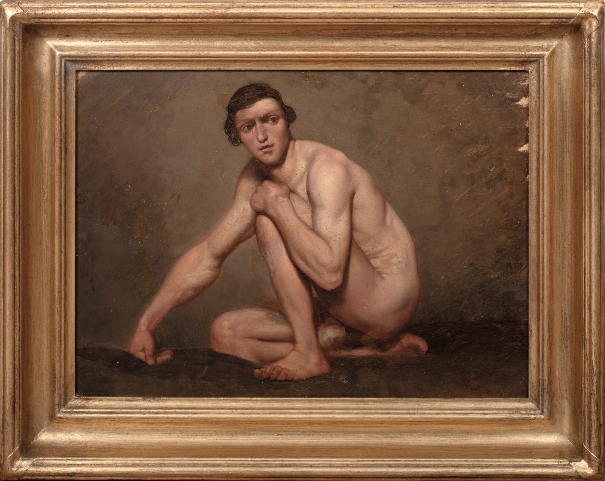 Portrait Of A Nude Man, 18th Century, School Of Jacques-louis David (1748-1825)  