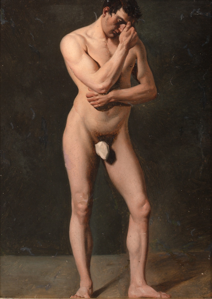 Portrait d'un homme nu, XVIIIe siècle  École de Jacques-Louis David (1748-1825)  -photo-3
