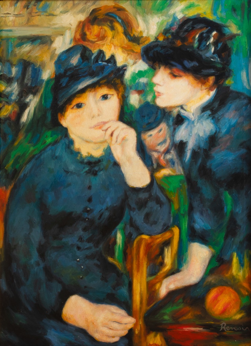 Jeunes Filles en Noir, huile sur toile  d'après Pierre-Auguste Renoir (1841-1919)  -photo-2