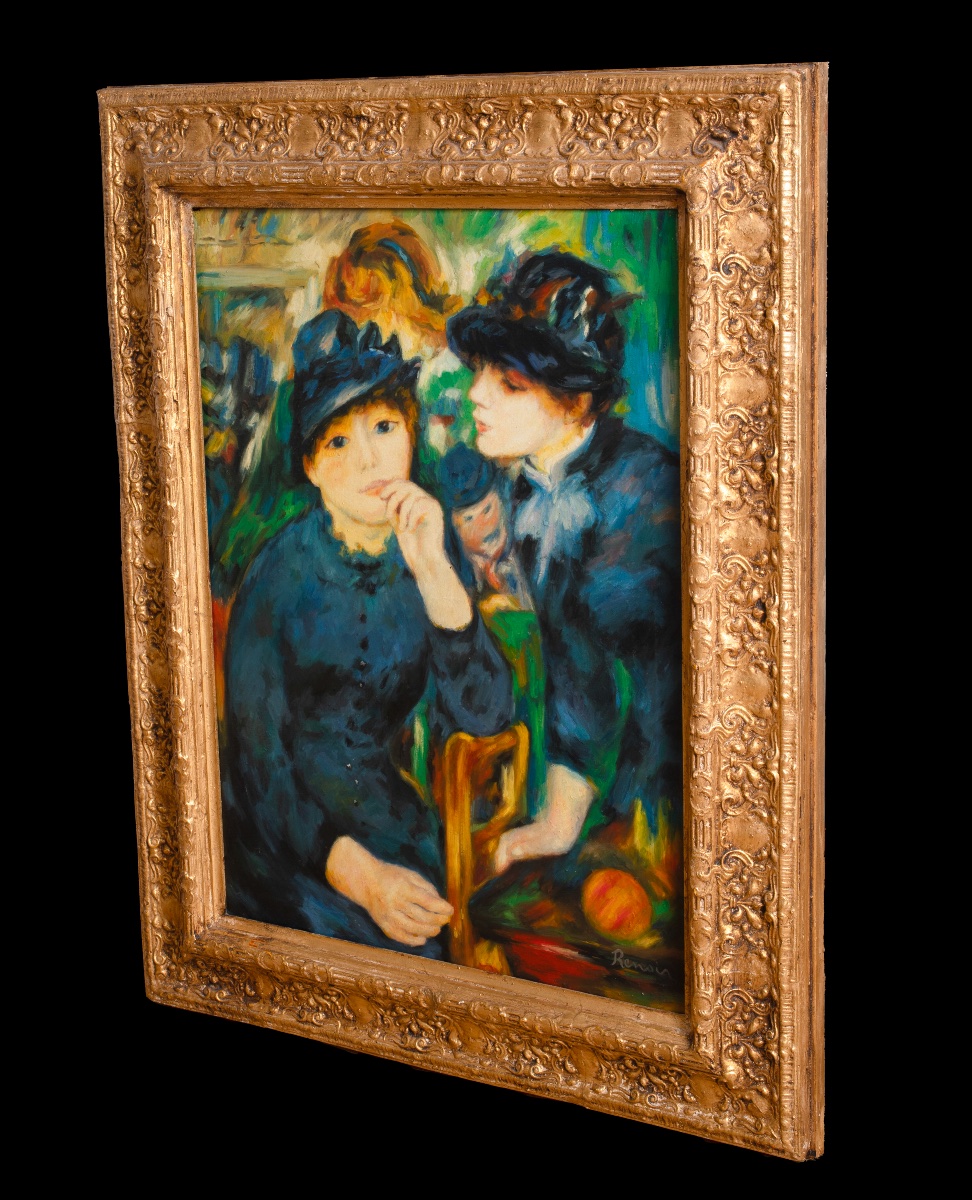 Jeunes Filles en Noir, huile sur toile  d'après Pierre-Auguste Renoir (1841-1919)  -photo-3