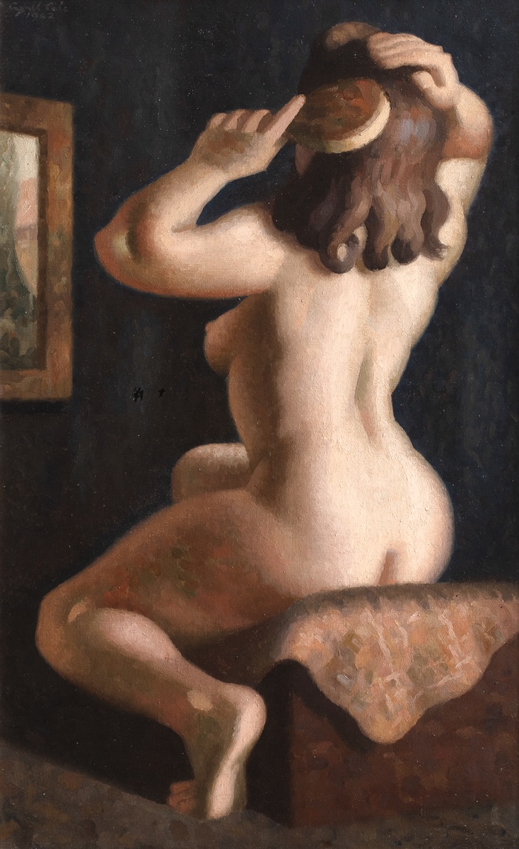 Nude Brushing Her Hair, 1942 By Cyril Cole (british) -photo-2