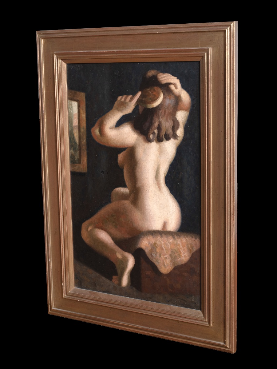 Nude Brushing Her Hair, 1942 By Cyril Cole (british) -photo-3