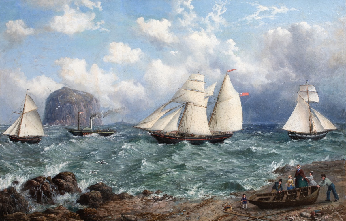 Scène de navigation au large de Bass Rock, Firth of Forth, XIXe siècle  Par MacNeil Macleay -photo-4
