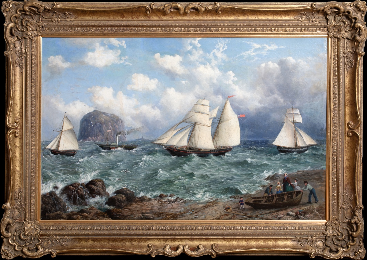 Scène de navigation au large de Bass Rock, Firth of Forth, XIXe siècle  Par MacNeil Macleay 