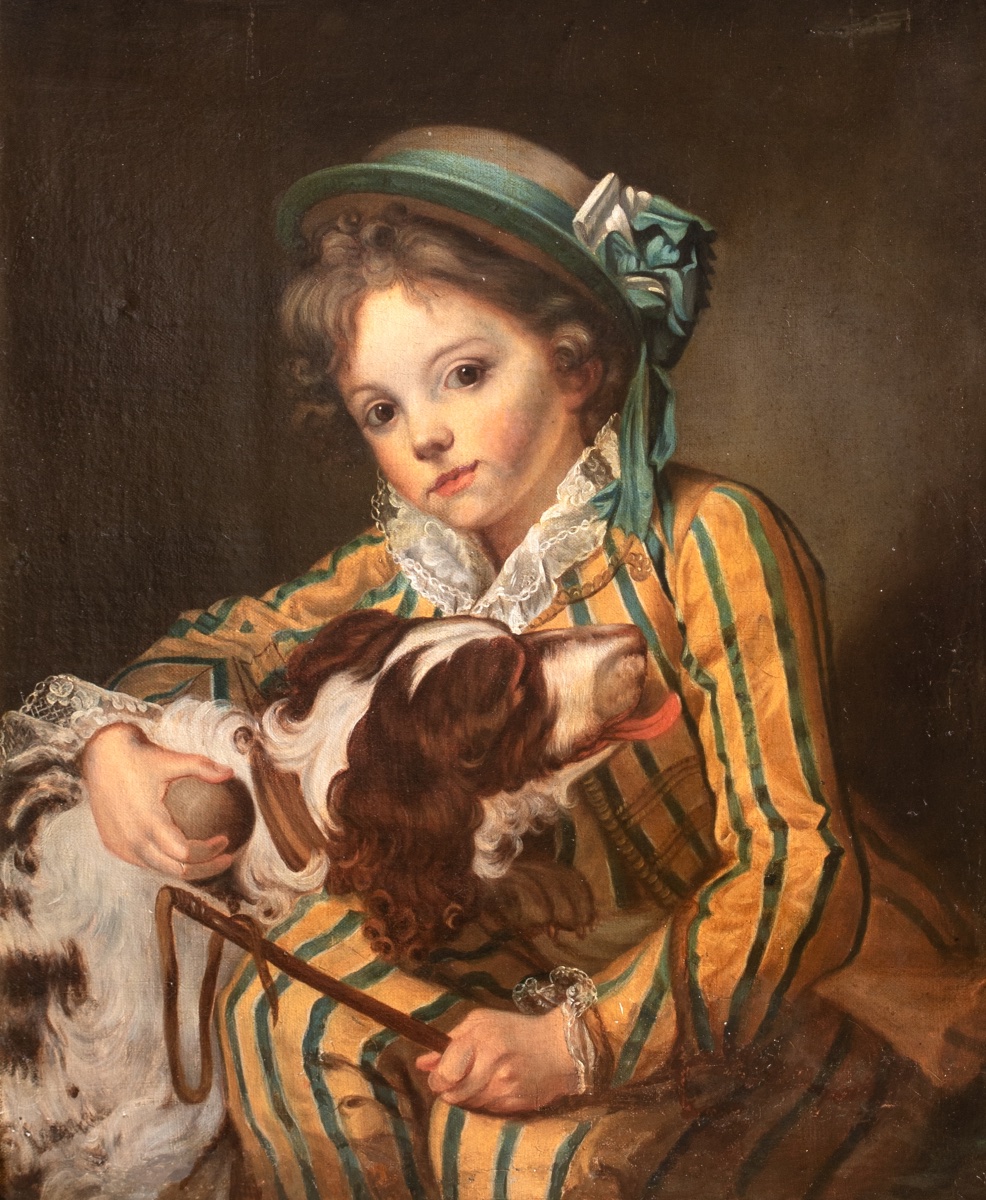 Portrait Of A Boy And A French Spaniel, Circa 1800 Jean-baptiste Greuze (1725–1805) -photo-2