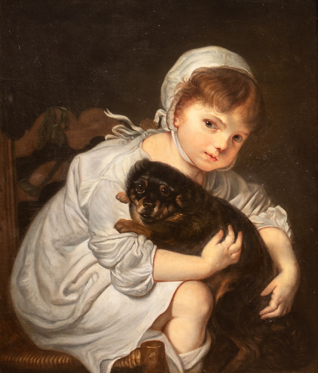 Portrait d'une jeune fille et de son petit chien, vers 1800  JEAN-BAPTISTE GREUZE (1725–1805)  -photo-3