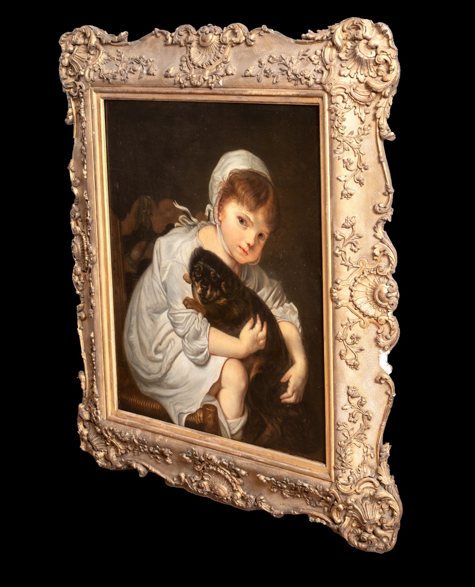 Portrait d'une jeune fille et de son petit chien, vers 1800  JEAN-BAPTISTE GREUZE (1725–1805)  -photo-4