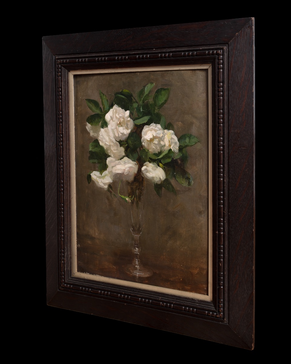 White Roses In A Glass Vase, 19th Century, School Of Henri Théodore Fantin-latour -photo-3