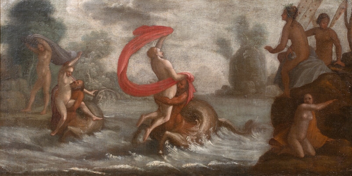 Le Triomphe de Galatée, XIXe siècle  Suiveur de Scarsellino (1550-1620)  Grand tableau italien -photo-4