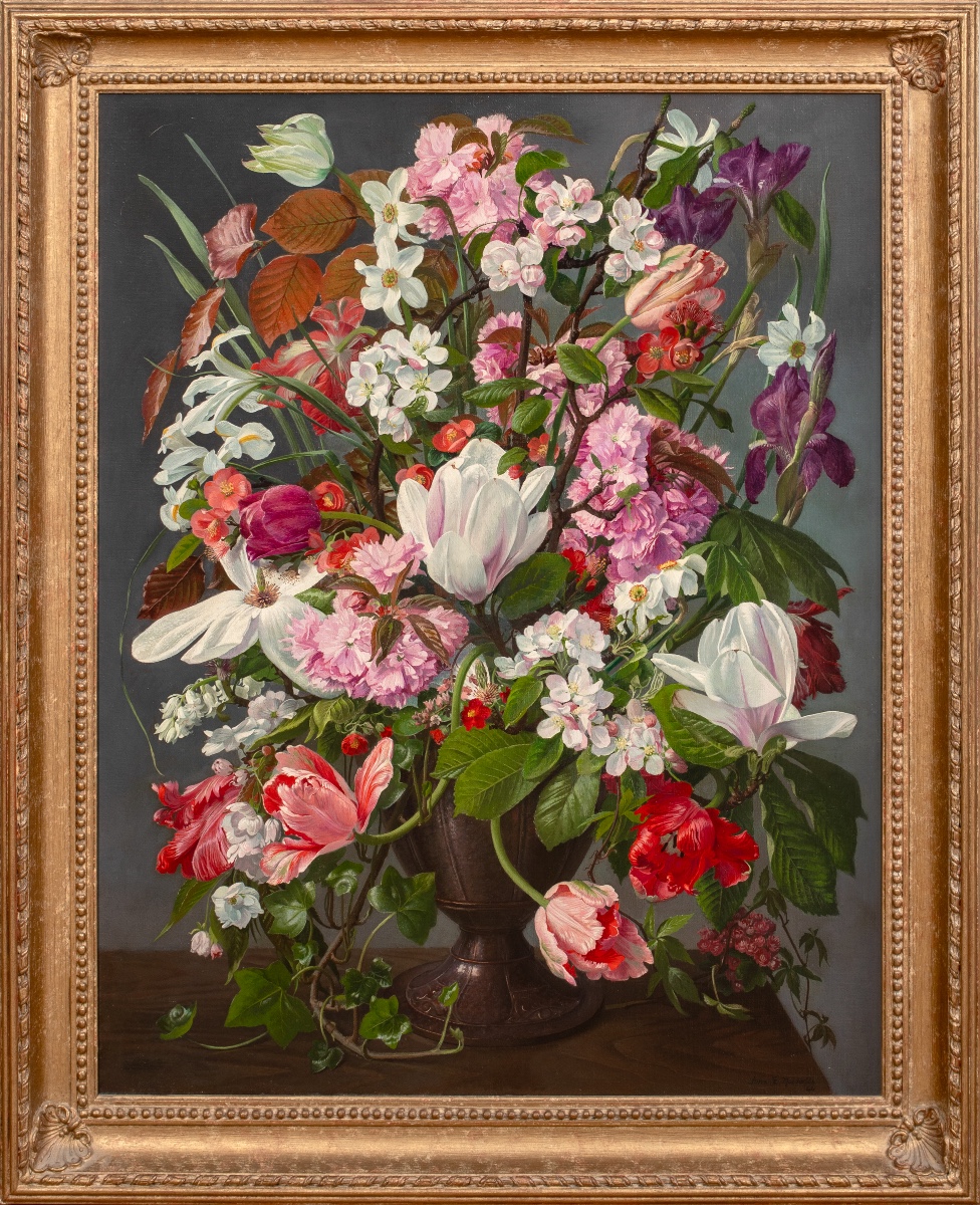 Still Life With Flowers In A Vase, Early 20th Century By John E. Nicholls 