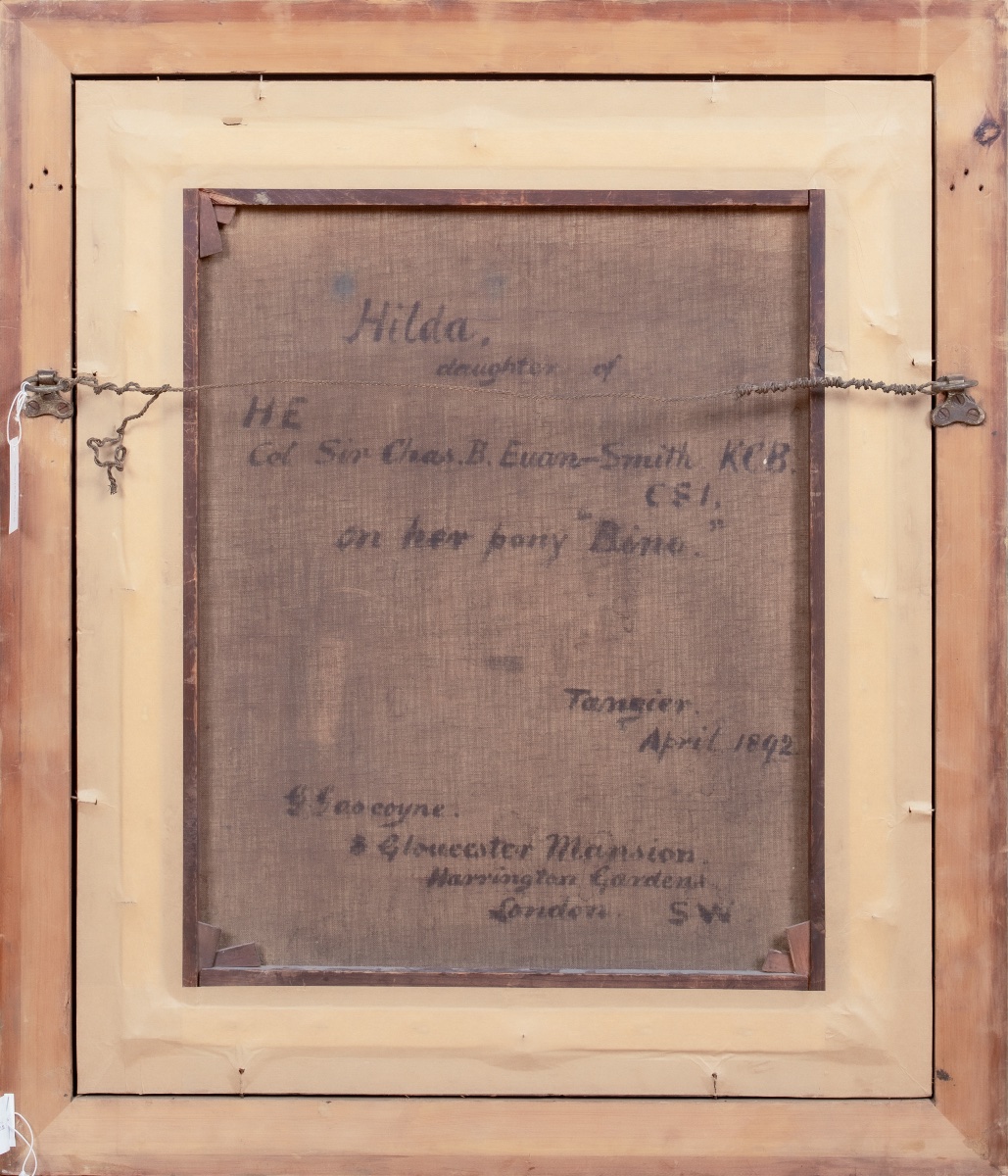 Portrait d'Hilda, montant son poney « Piano » accompagnée d'un Jack Russell Terrier, daté 1892-photo-4