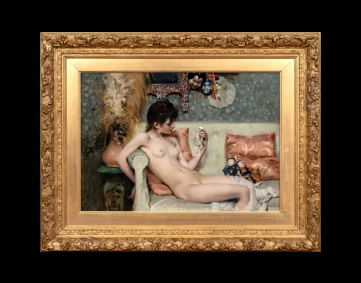 Femme nue et figurine de squelette, XIXe siècle  Par OLIVER AYRTON (XIXe siècle, Britannique) -photo-3