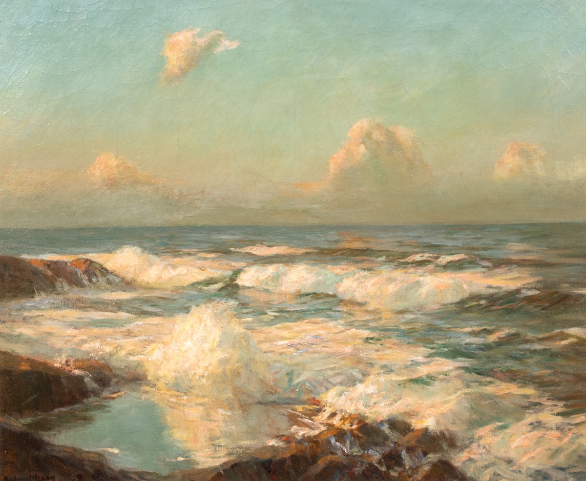 The Summer Sea, Newquay, 19th Century By Julius Olsson (1864-1942)-photo-2
