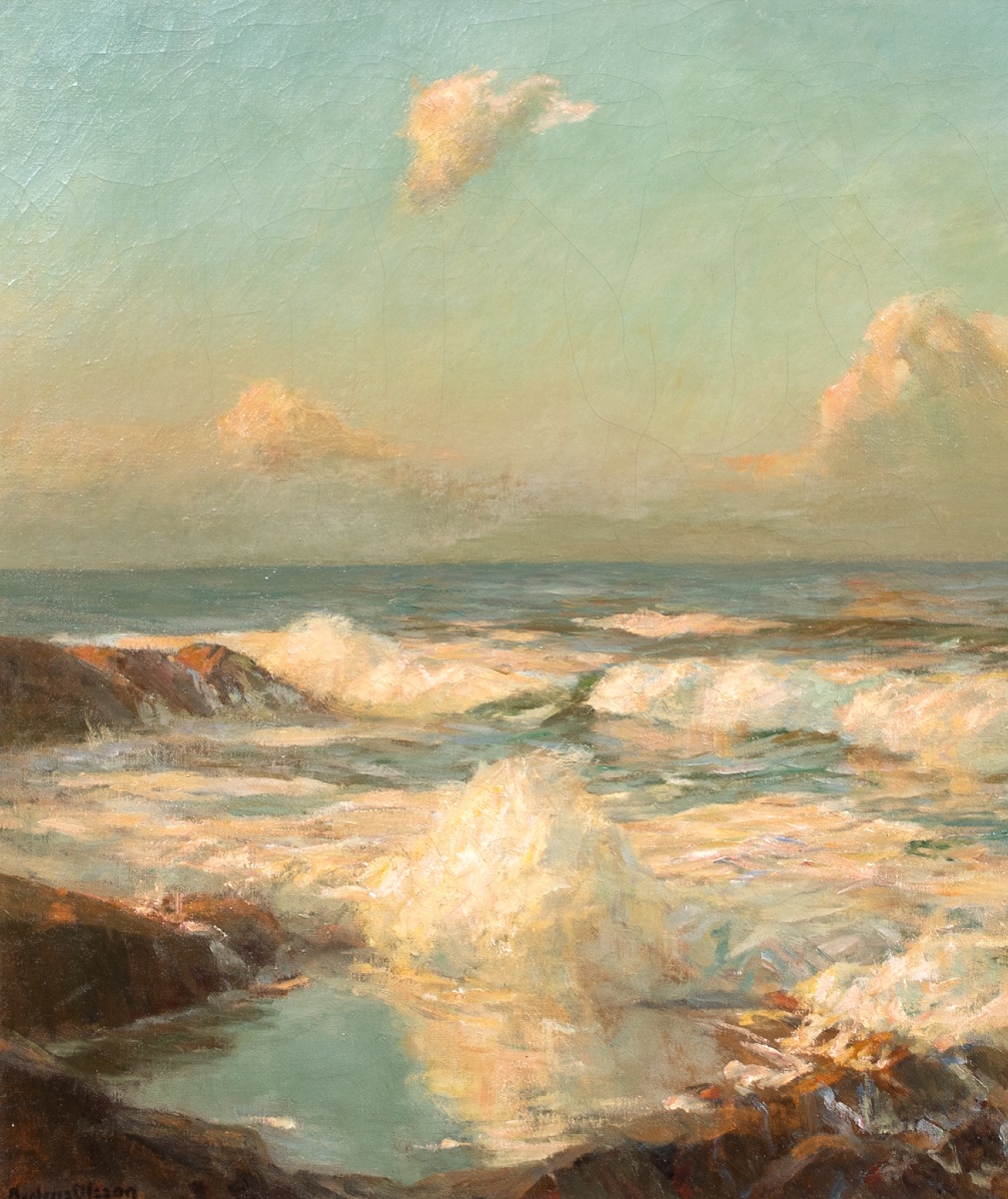 The Summer Sea, Newquay, 19th Century By Julius Olsson (1864-1942)-photo-1