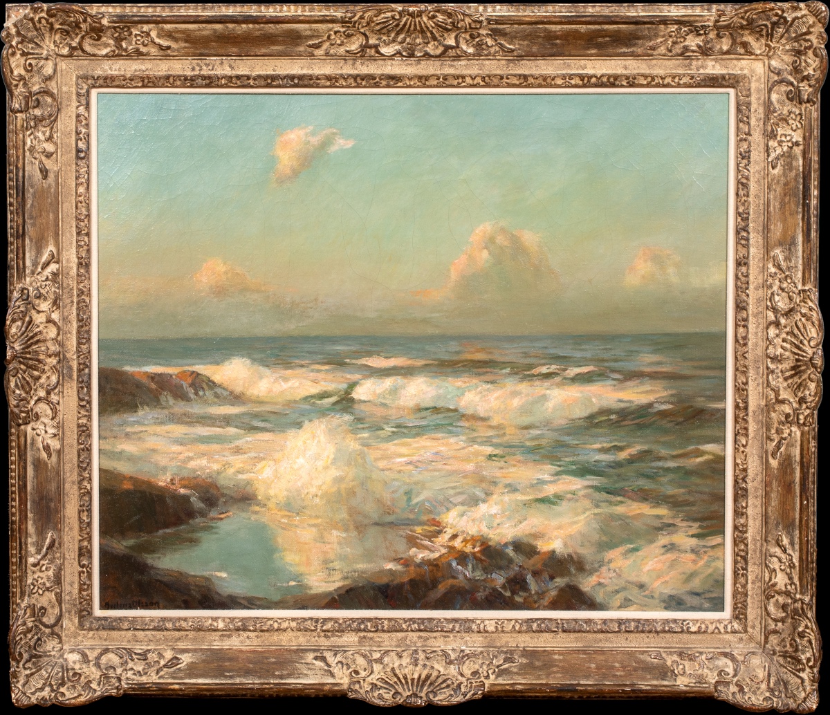 The Summer Sea, Newquay, 19th Century By Julius Olsson (1864-1942)