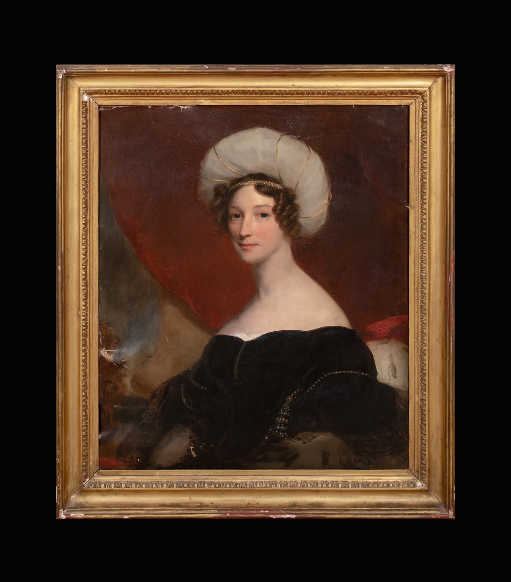 Portrait Of A Turbaned Lady, Attributed To Lady Elizabeth Bulteel, Circa 1820-photo-3