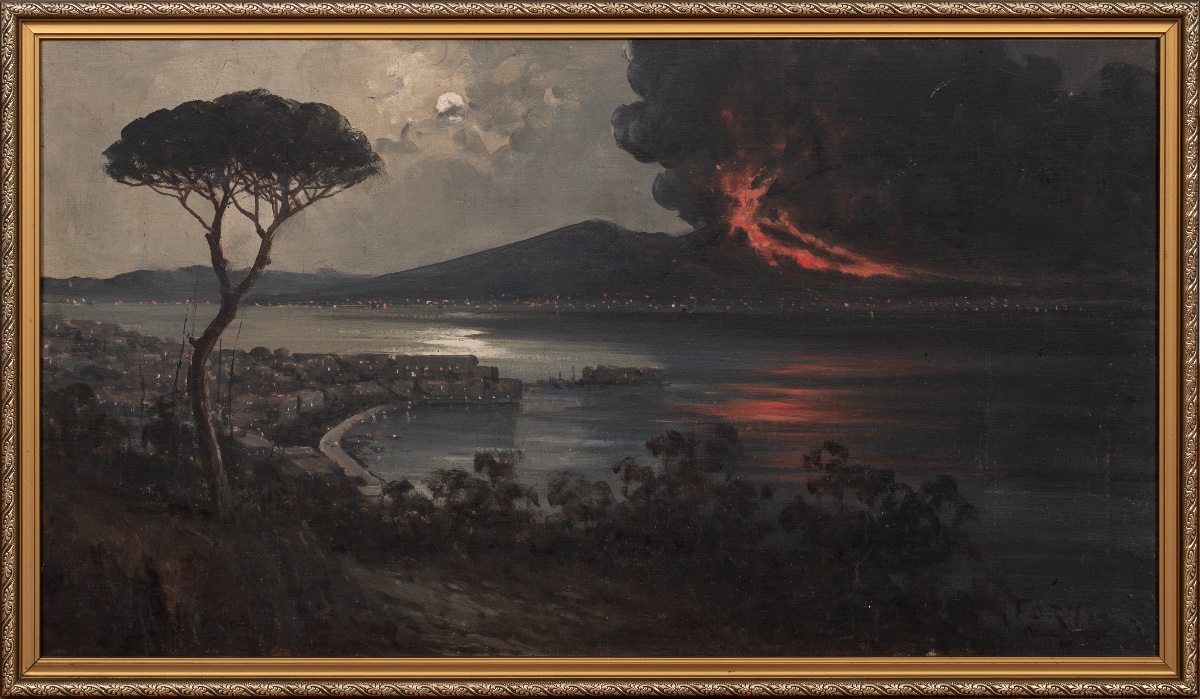 Nocturne Of Vesuvius In Eruption, 19th Century Neapolitan School