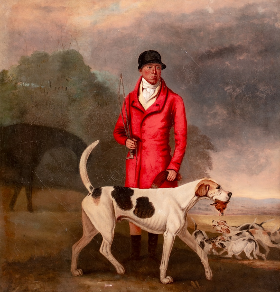 CHARLES KING, CHASSEUR DE CHASSE DE LORD ALTHORP, AVEC SON CHIEN PRÉFÉRÉ, OTTOMAN, vers 1820-photo-4