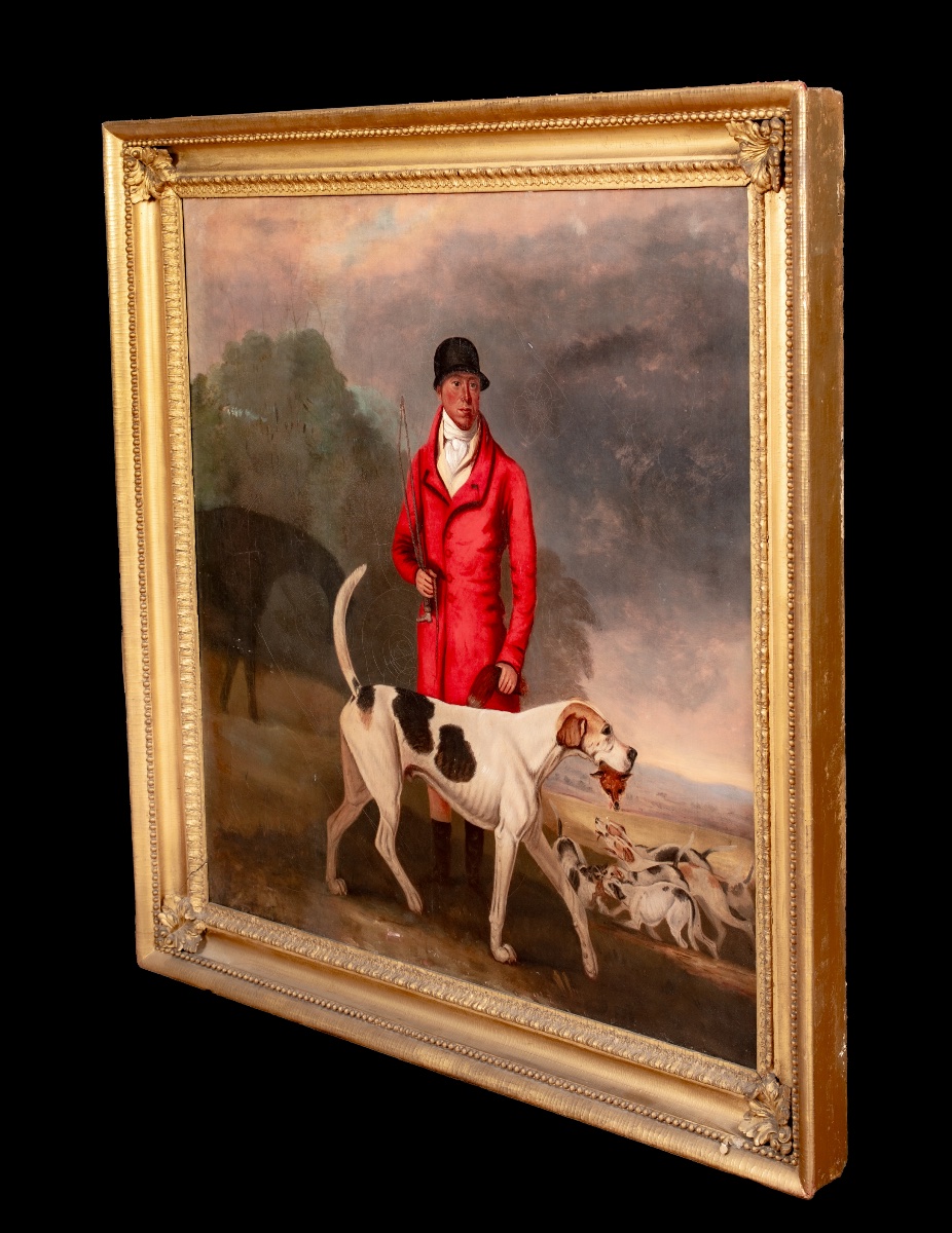 CHARLES KING, CHASSEUR DE CHASSE DE LORD ALTHORP, AVEC SON CHIEN PRÉFÉRÉ, OTTOMAN, vers 1820-photo-5