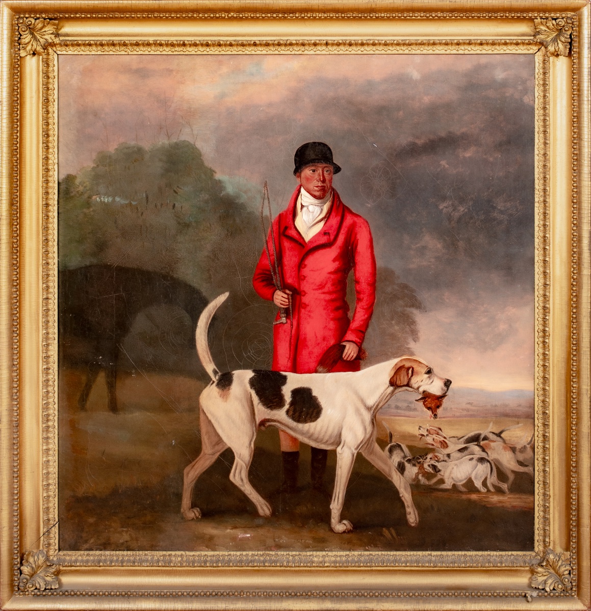 CHARLES KING, CHASSEUR DE CHASSE DE LORD ALTHORP, AVEC SON CHIEN PRÉFÉRÉ, OTTOMAN, vers 1820
