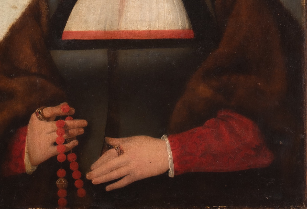 Portrait d'une dame tenant un chapelet, XVIIe siècle  D'après Joos Van Cleve (1485-1540)  -photo-2