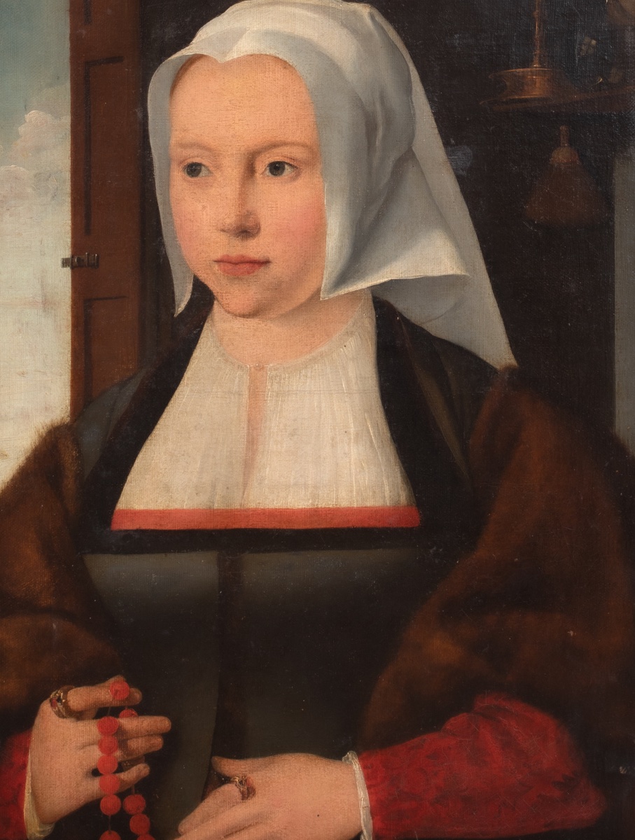 Portrait d'une dame tenant un chapelet, XVIIe siècle  D'après Joos Van Cleve (1485-1540)  -photo-3