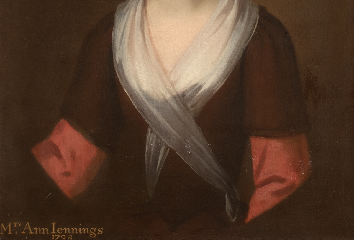 Portrait Of Mrs. Ann Jennings, Dated 1728  Enoch Seeman (1689–1744)  Full-length Portrait -photo-1