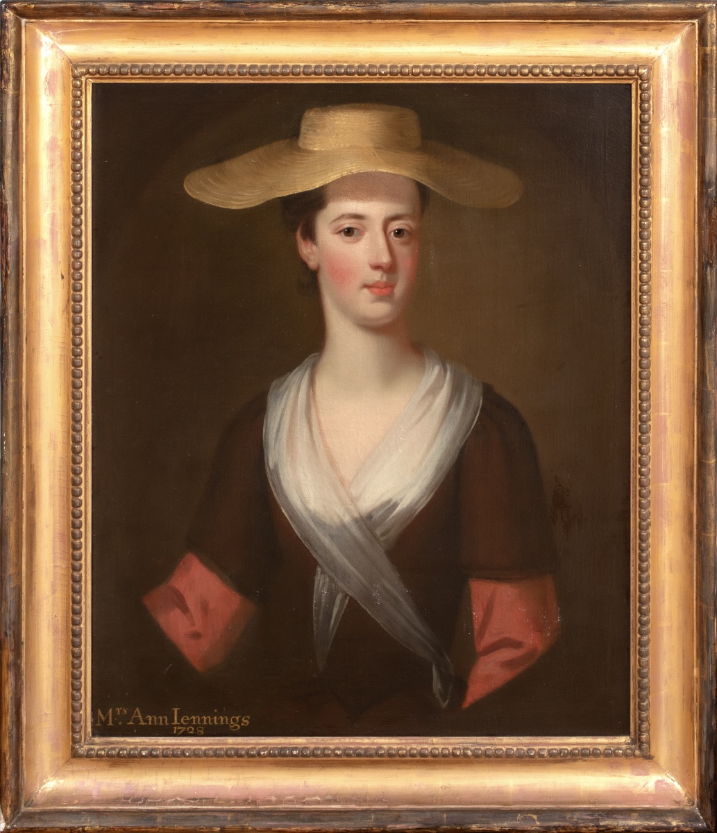 Portrait Of Mrs. Ann Jennings, Dated 1728  Enoch Seeman (1689–1744)  Full-length Portrait 
