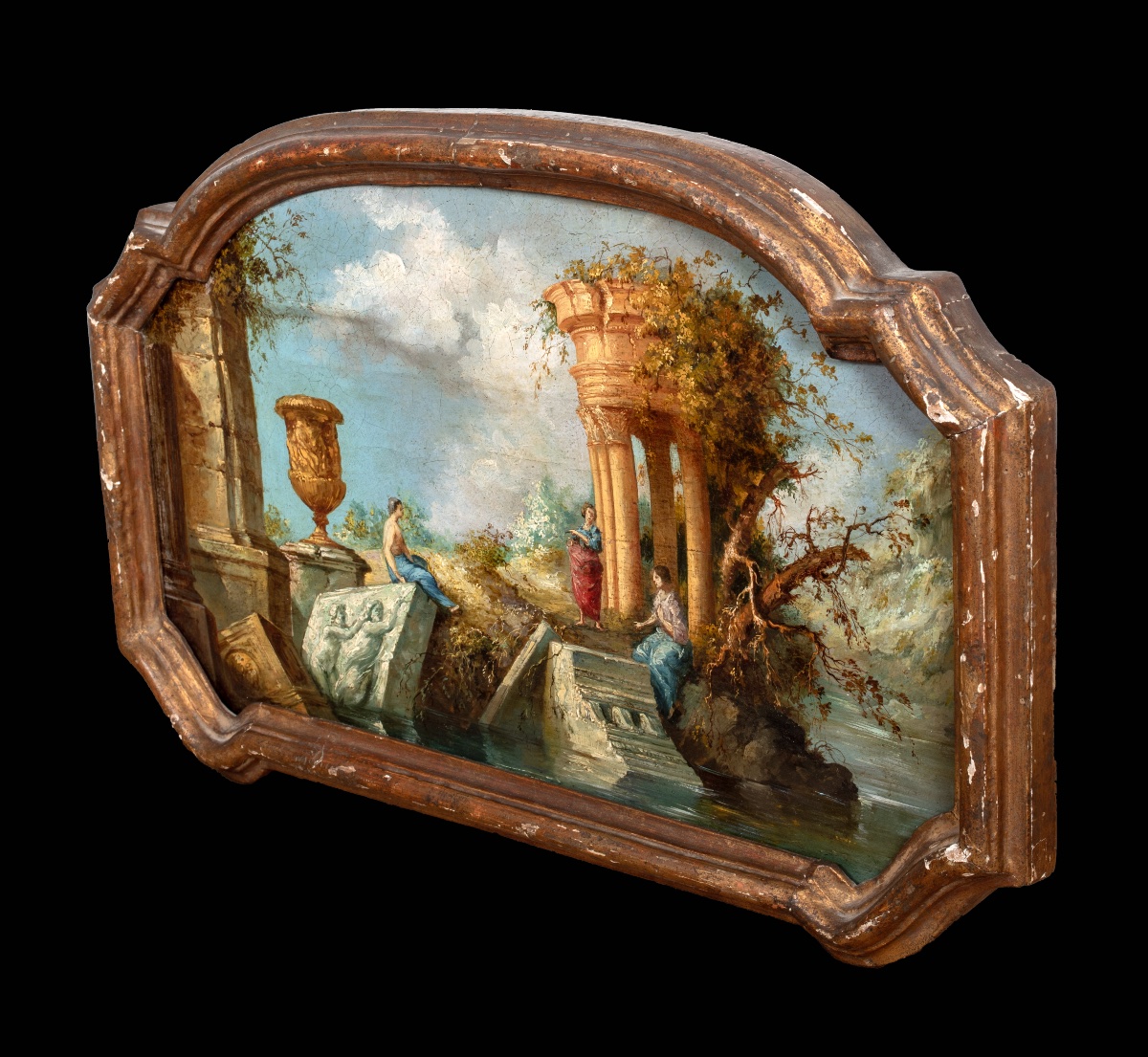 Capriccio de ruines romaines. XVIIIe siècle  Suiveur de Giovani Paolo Panini (1691-1765) -photo-2