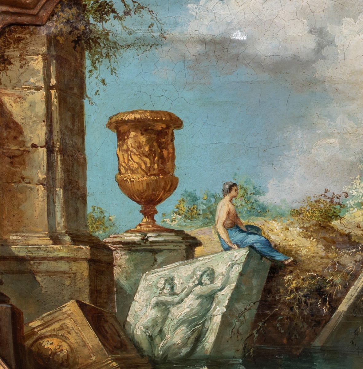 Capriccio de ruines romaines. XVIIIe siècle  Suiveur de Giovani Paolo Panini (1691-1765) -photo-3