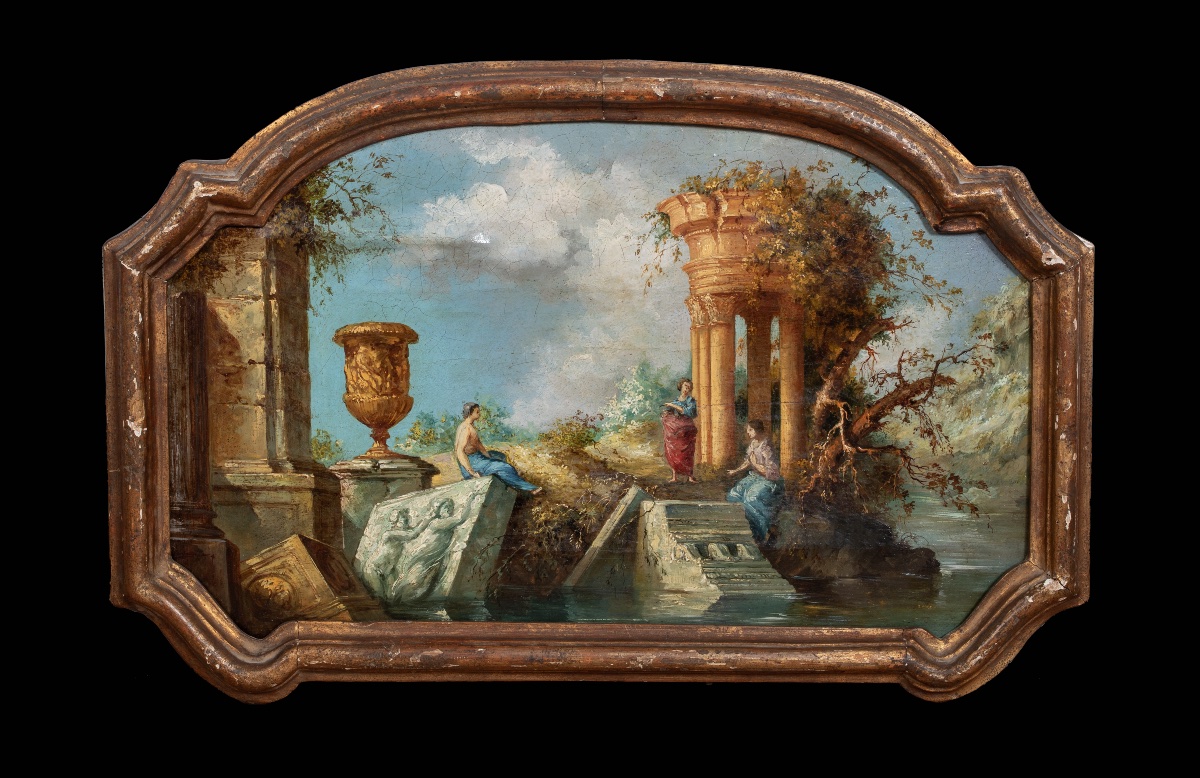 Capriccio de ruines romaines. XVIIIe siècle  Suiveur de Giovani Paolo Panini (1691-1765) -photo-4