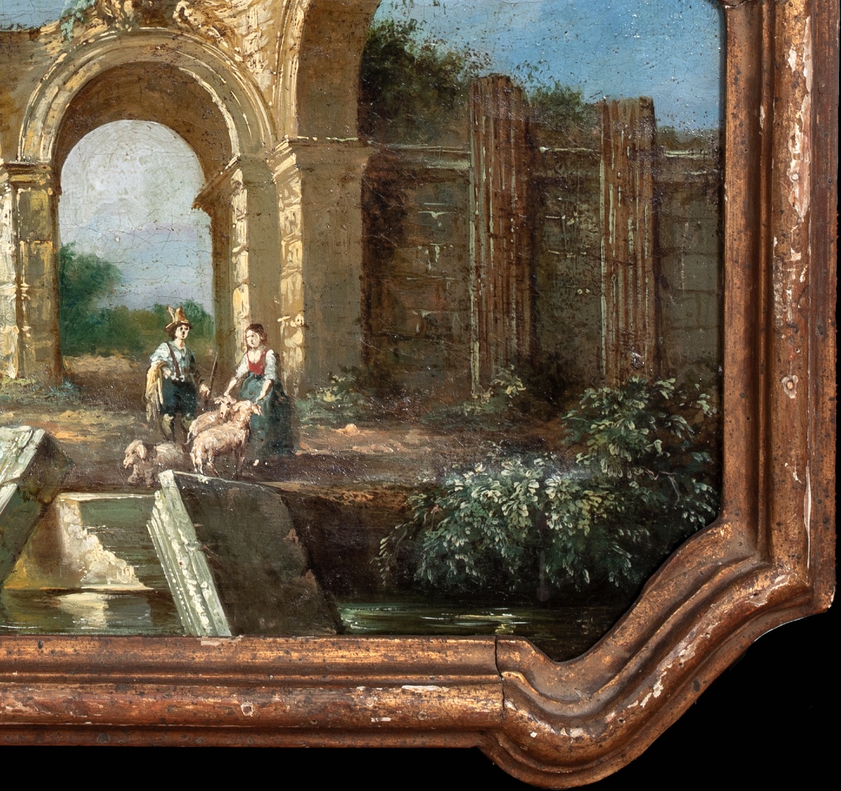 Capriccio de ruines romaines. XVIIIe siècle  Suiveur de Giovani Paolo Panini (1691-1765) -photo-2