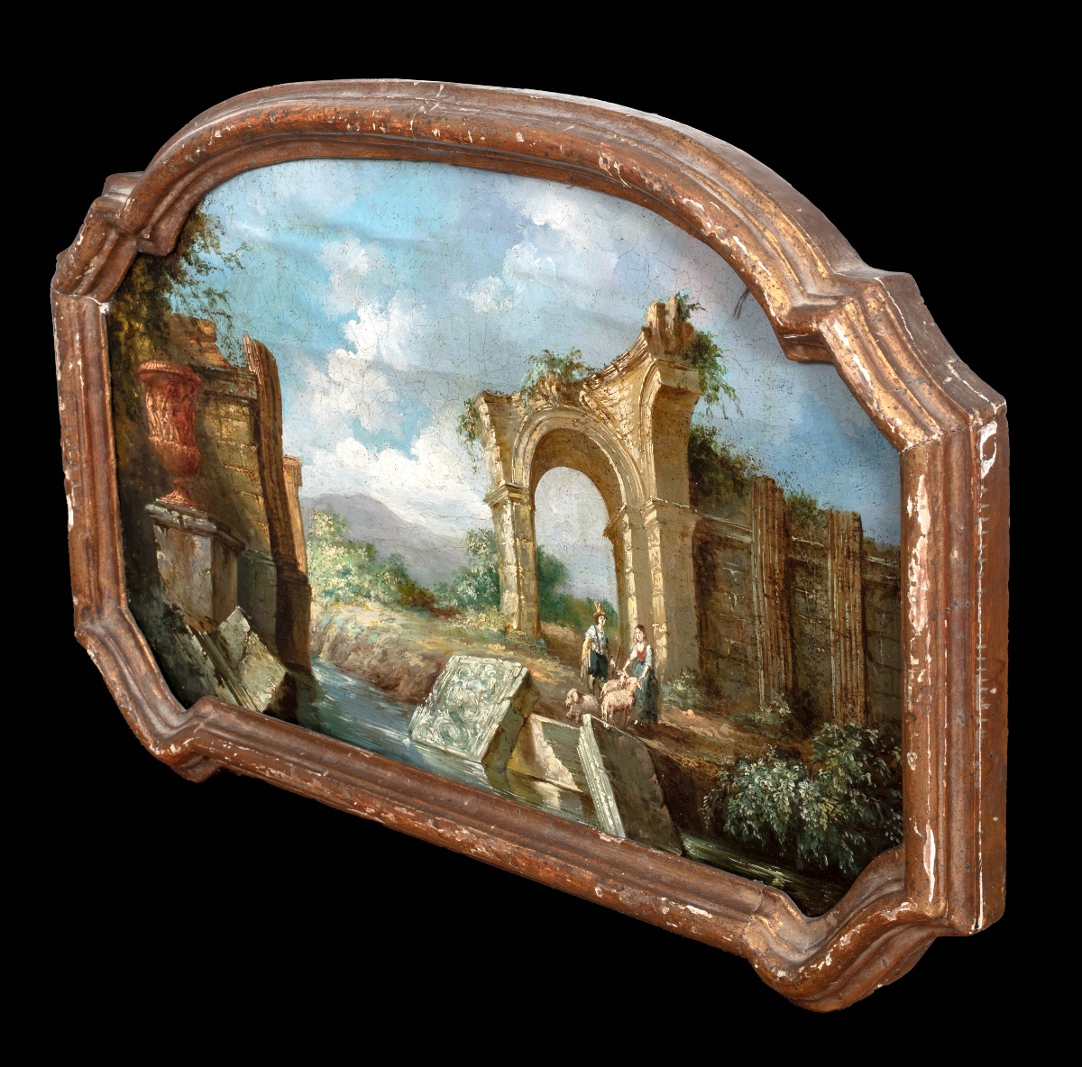Capriccio de ruines romaines. XVIIIe siècle  Suiveur de Giovani Paolo Panini (1691-1765) -photo-4