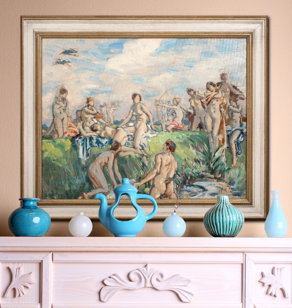 Artémis et les nymphes au bain, vers 1920  Par Wilfrid De Glehn RA (Britannique, 1870-1951)-photo-4