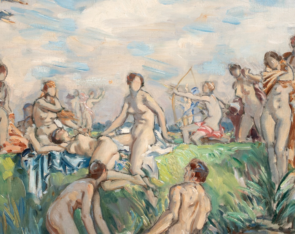 Artémis et les nymphes au bain, vers 1920  Par Wilfrid De Glehn RA (Britannique, 1870-1951)-photo-1