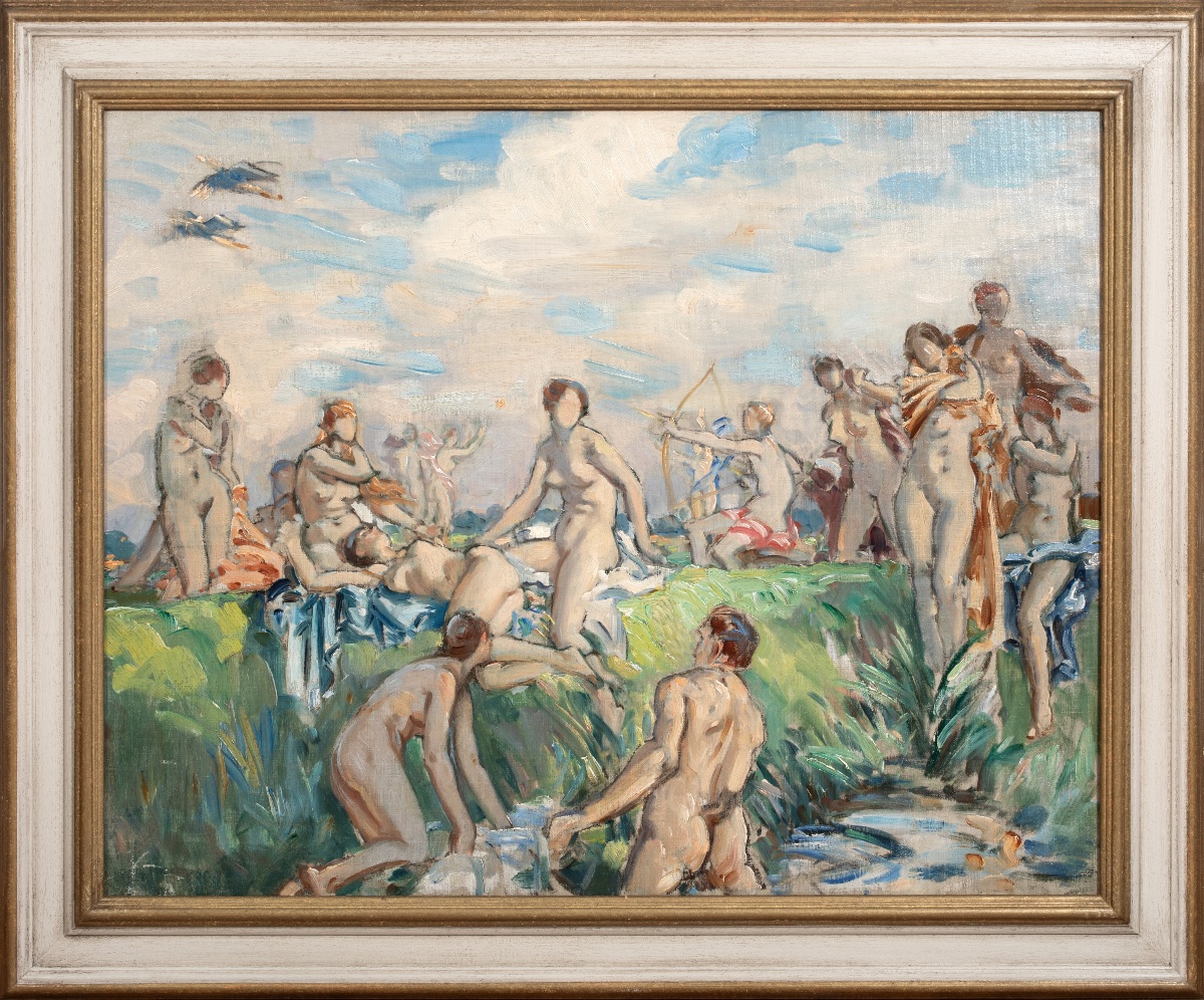 Artémis et les nymphes au bain, vers 1920  Par Wilfrid De Glehn RA (Britannique, 1870-1951)