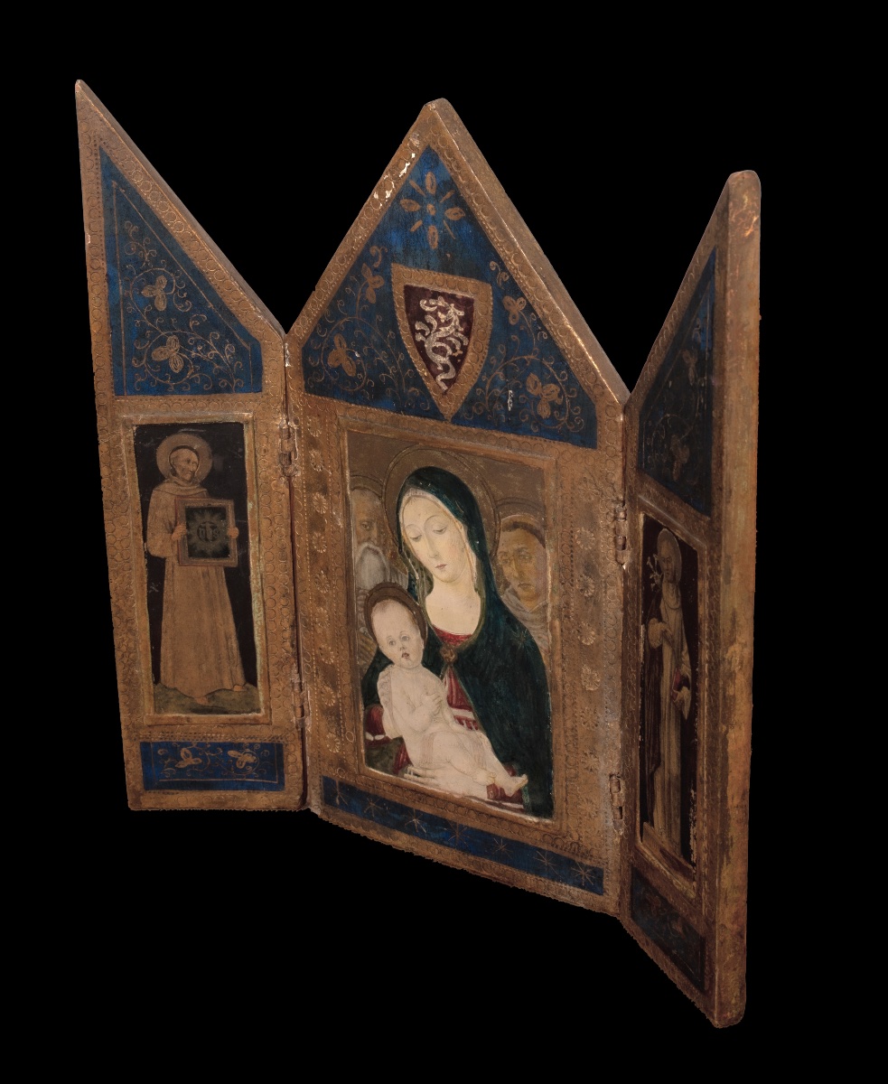 Triptych Of The Virgin And Child Surrounded By Saints, Oil On Panel, Italian School  -photo-4