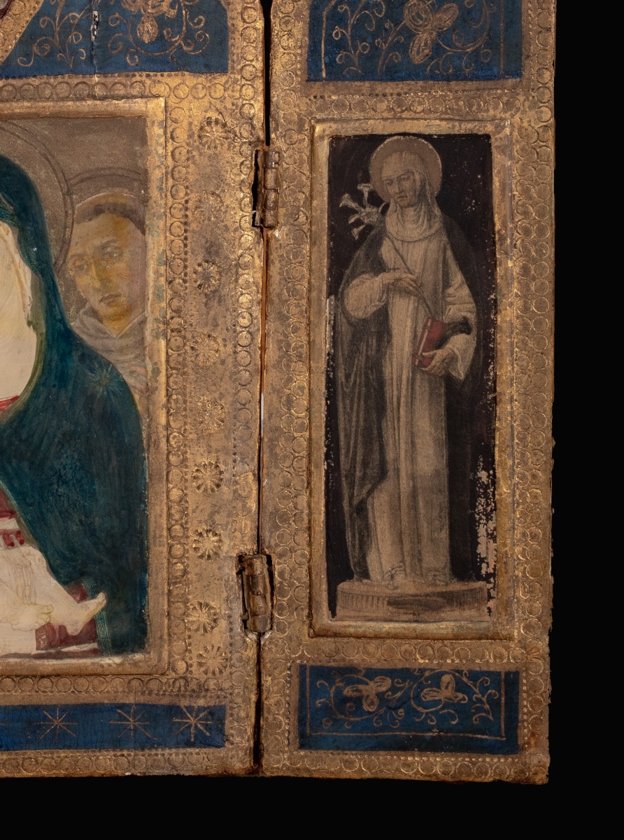 Triptych Of The Virgin And Child Surrounded By Saints, Oil On Panel, Italian School  -photo-3