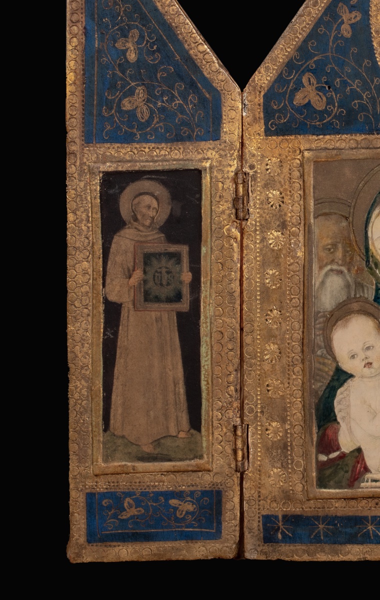 Triptych Of The Virgin And Child Surrounded By Saints, Oil On Panel, Italian School  -photo-4
