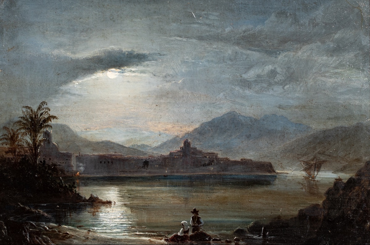 Vue du lac de Garde la nuit, XIXe siècle  Attribué à George Edwards Hering (1805-1879)-photo-2