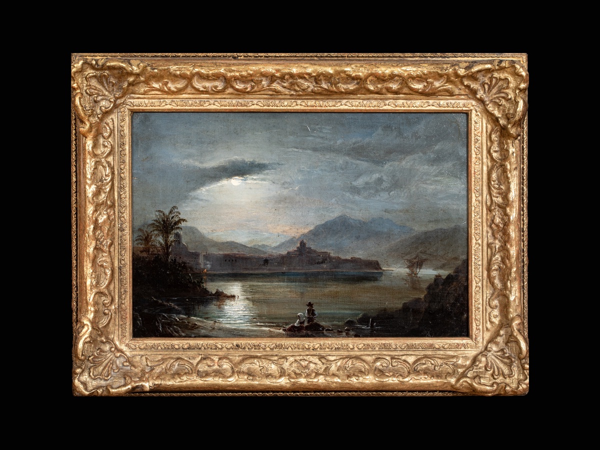 Vue du lac de Garde la nuit, XIXe siècle  Attribué à George Edwards Hering (1805-1879)-photo-4