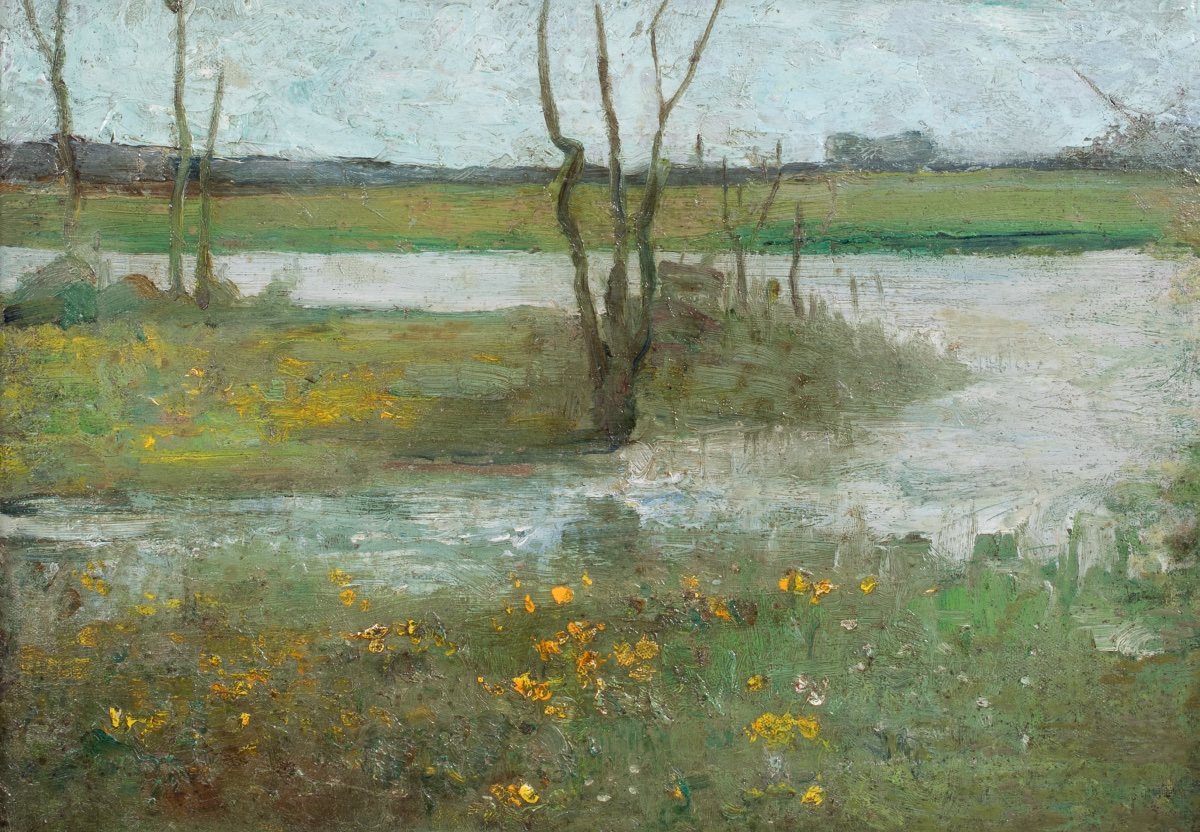 Impressionist River Landscape, C. 1900  Circle Of Piet Mondriaan (1872–1944)  -photo-1