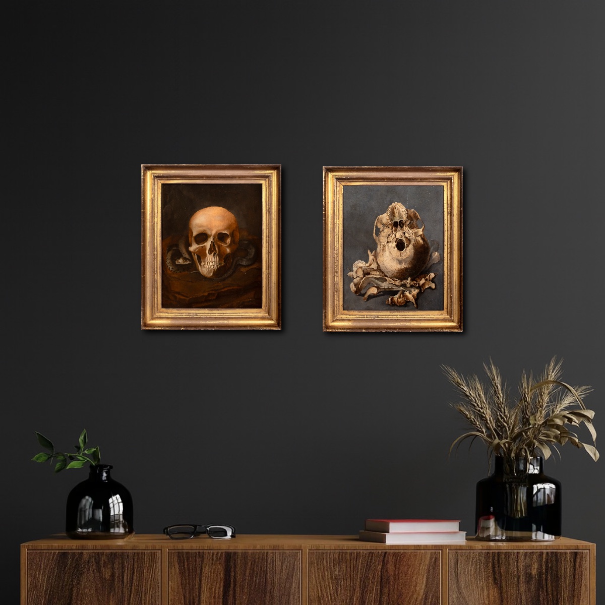 A Vanitas Still Life Depicting The Base Of A Skull And Bones, Oil On Panel -photo-4