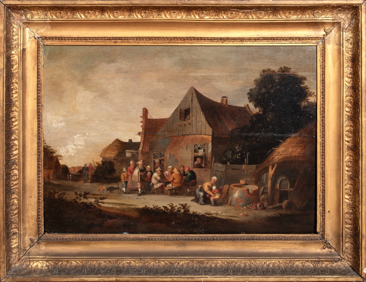 Village Tavern With Peasants Drinking And A Hurdy-gurdy Player, 17th Century  David Teniers