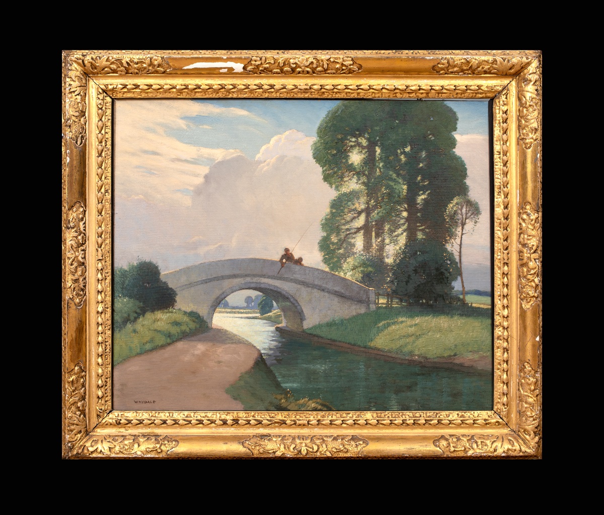 Fishing From A Bridge In Summer, Circa 1920  By Ernest Herbert Whydale (1886–1952) -photo-2