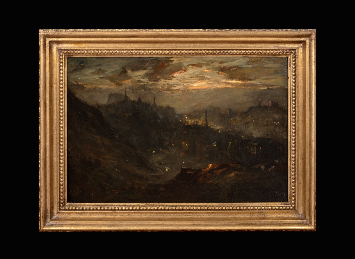 Night View Of Edinburgh, 19th Century  By Charles Halkerston Woolford (scottish, 1864–1934) -photo-2