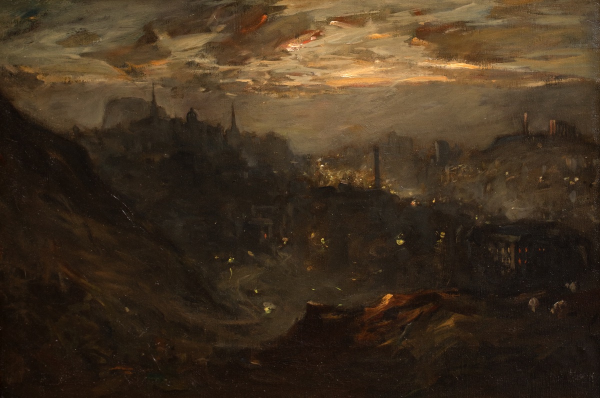 Night View Of Edinburgh, 19th Century  By Charles Halkerston Woolford (scottish, 1864–1934) -photo-3