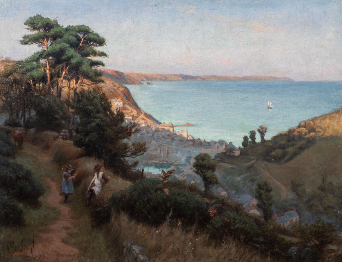 La Route de Looe, vers 1910  Par Hely Augustus Morton Smith (1862–1941)  -photo-3