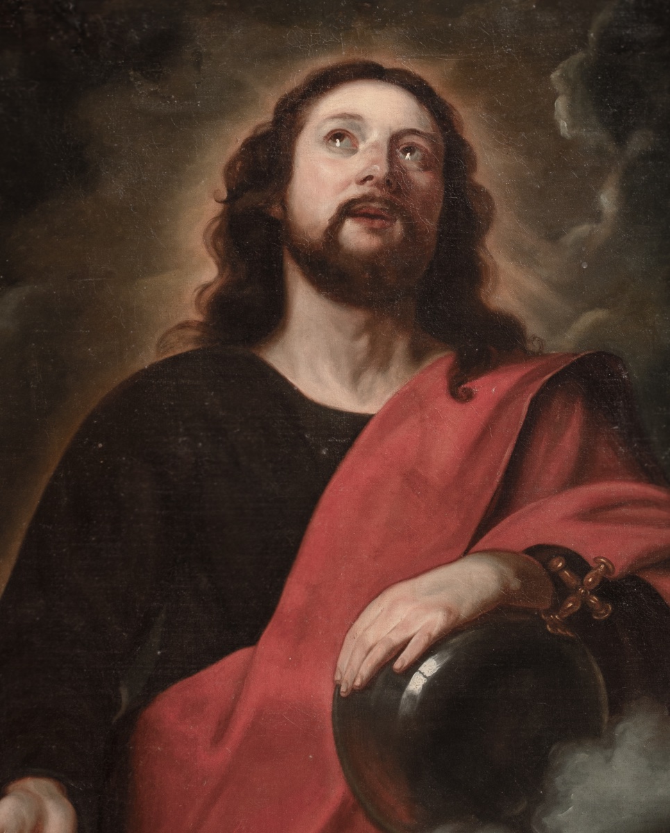 Christ, Salvator Mundi, 17th Century  Dutch School  Large 17th-century Canvas Depicting-photo-1