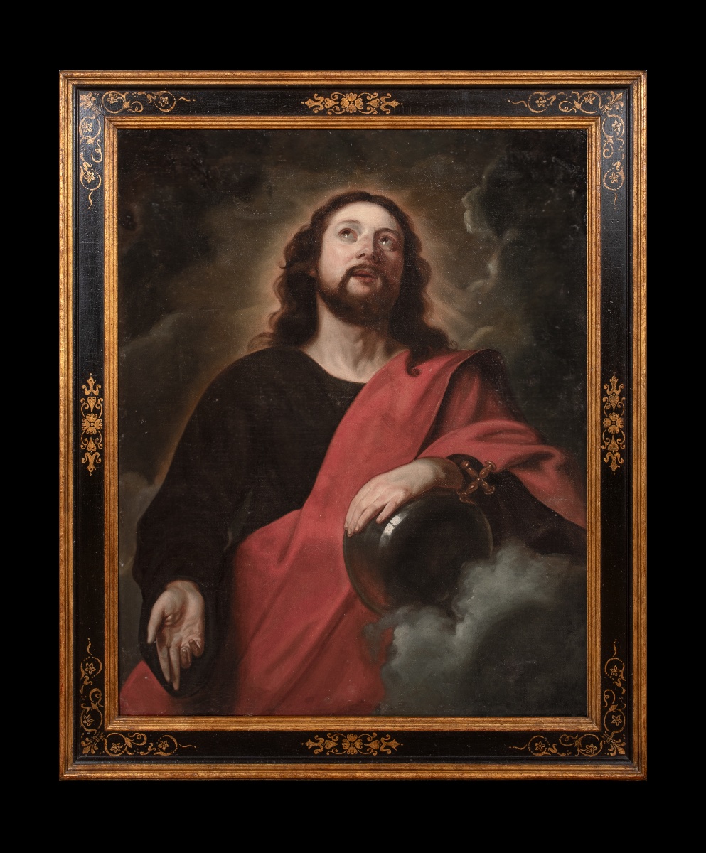 Christ, Salvator Mundi, 17th Century  Dutch School  Large 17th-century Canvas Depicting-photo-4